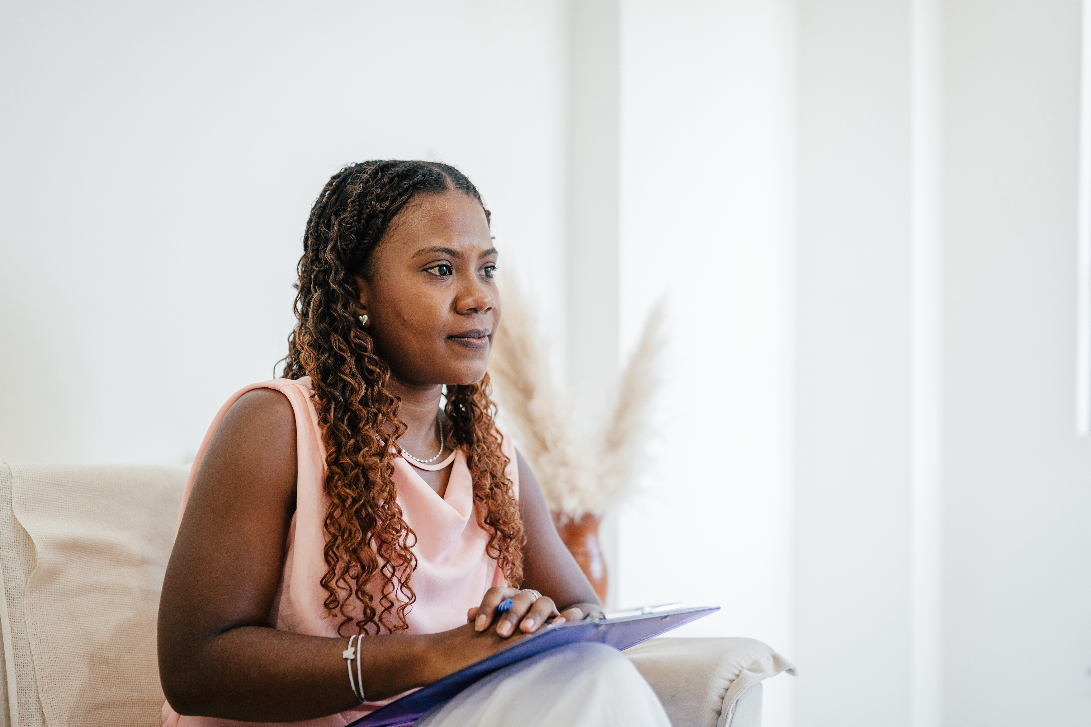 Female psychologist paying attention during therapy